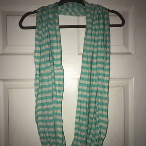 Mint green/cream striped infinity scarf